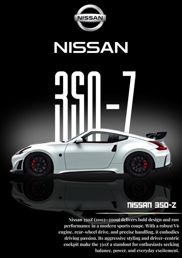Nissan 350-Z - Black - Aesthetic Sports Car wall Posters 