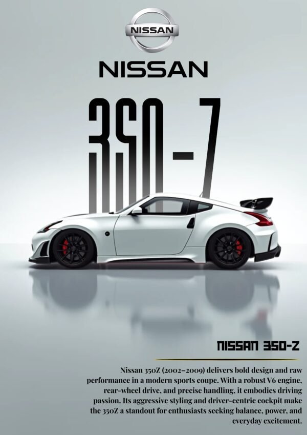 Nissan 350-Z - White - Aesthetic Sports Car wall Posters 