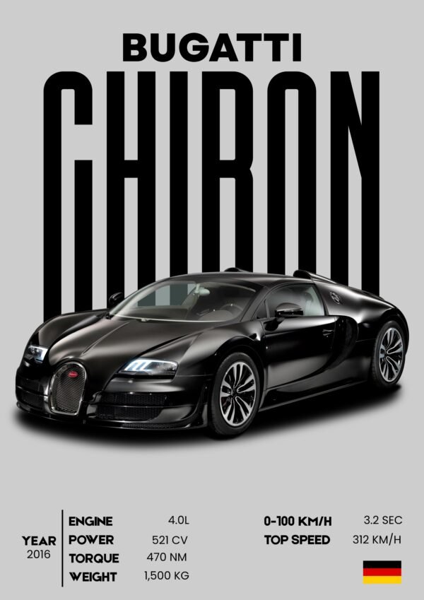 Bugatti Chiron - Aesthetic Sports Car wall Posters 